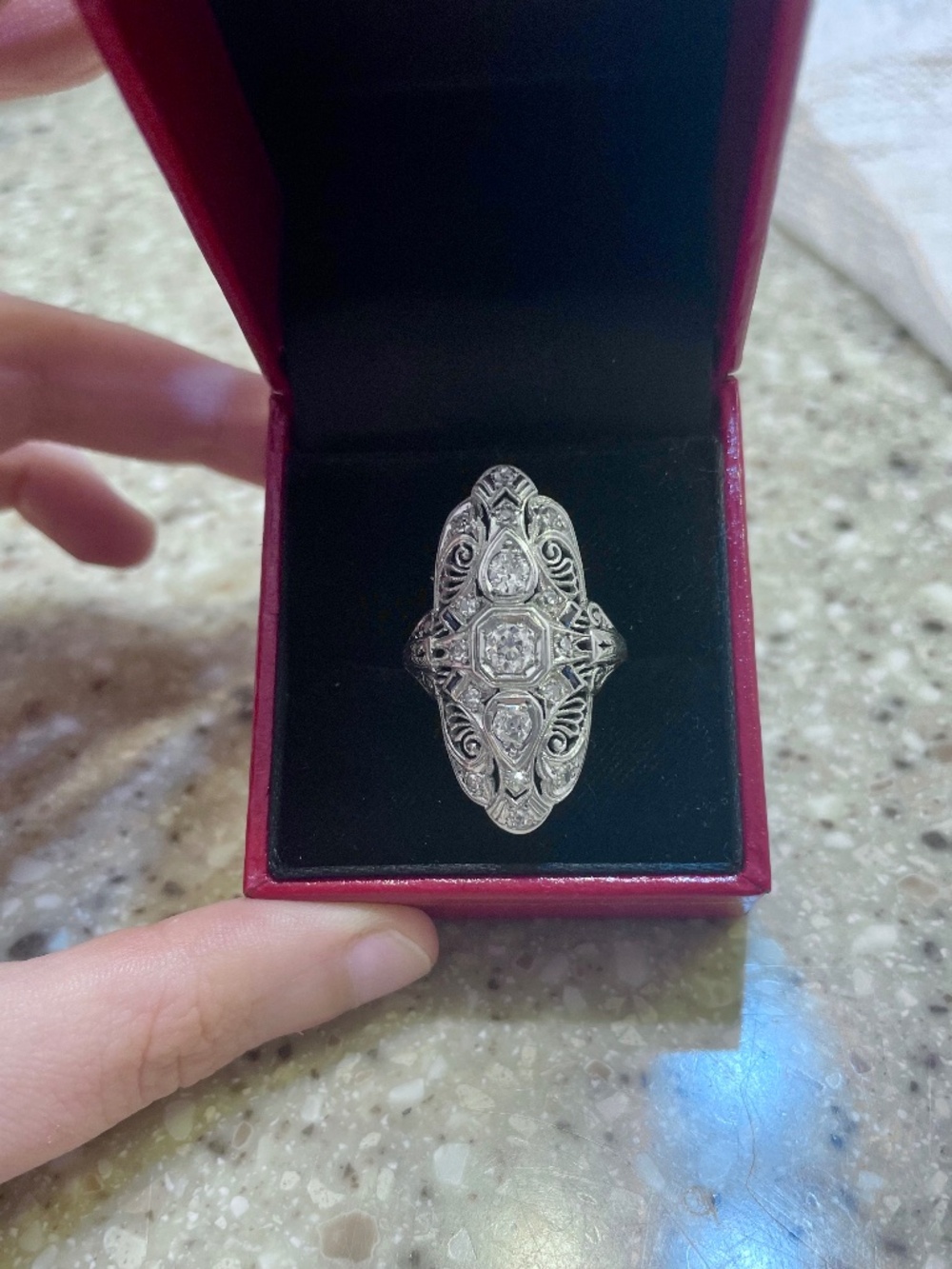 Art deco shield ring
